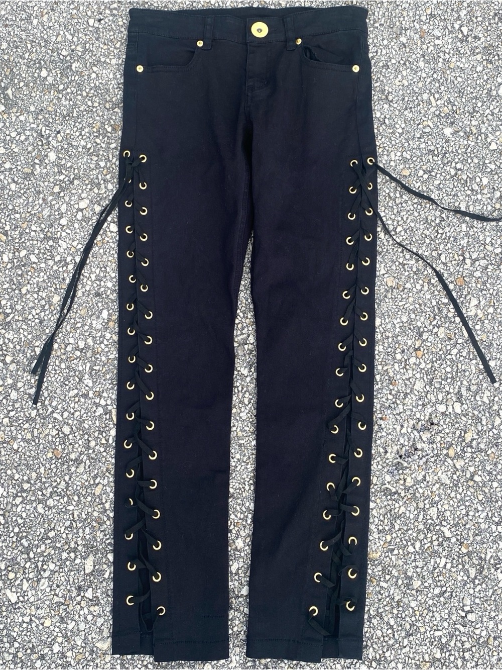 Japanese Black Pants with Gold Grommets